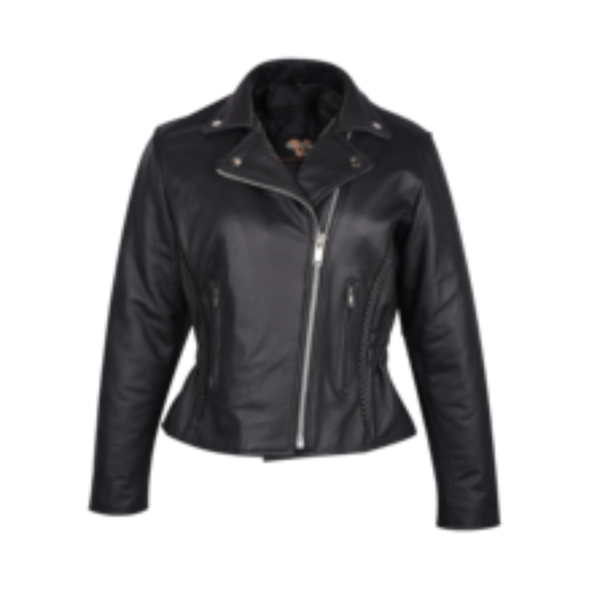 Vance Ladies Standard Leather Braid and Stud Motorcycle Jacket