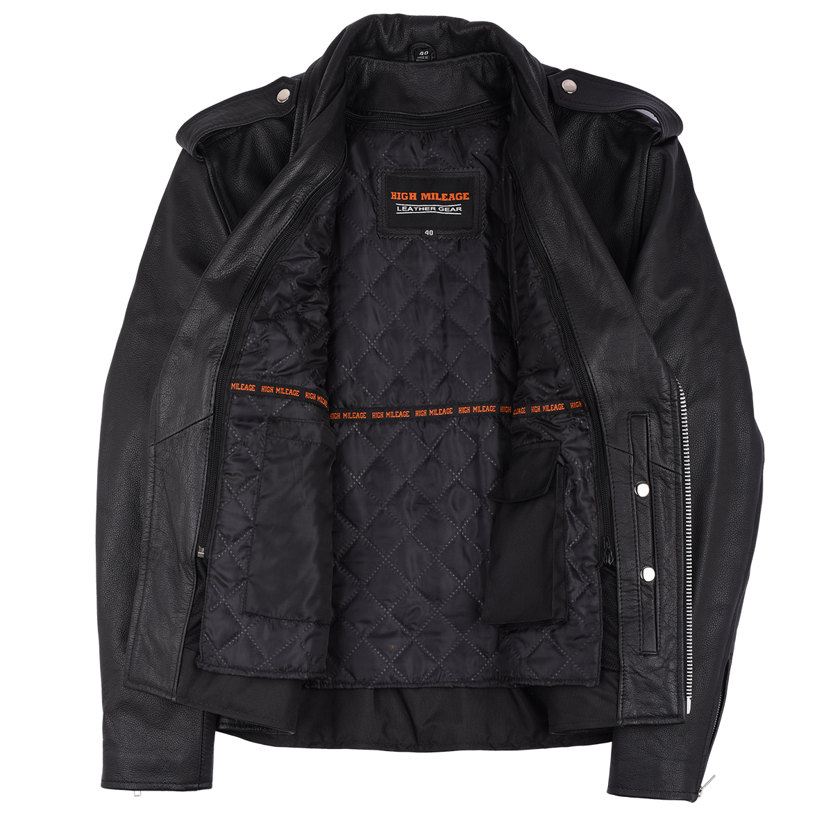 Vance Leather Men's Eagle Embossed Classic Biker Jacket
