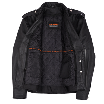 Vance Leather Men's Eagle Embossed Classic Biker Jacket