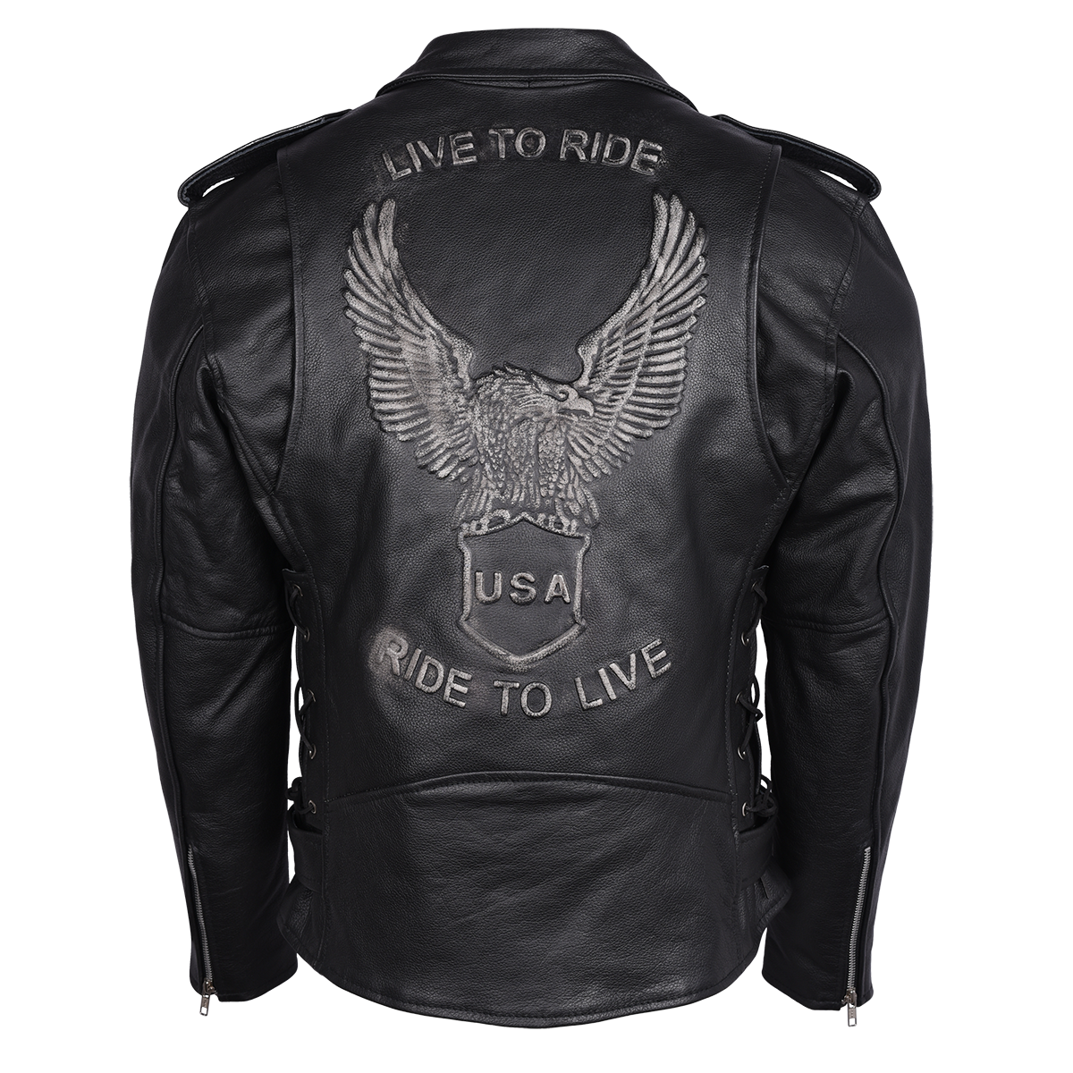 Vance Leather Men's Eagle Embossed Classic Biker Jacket