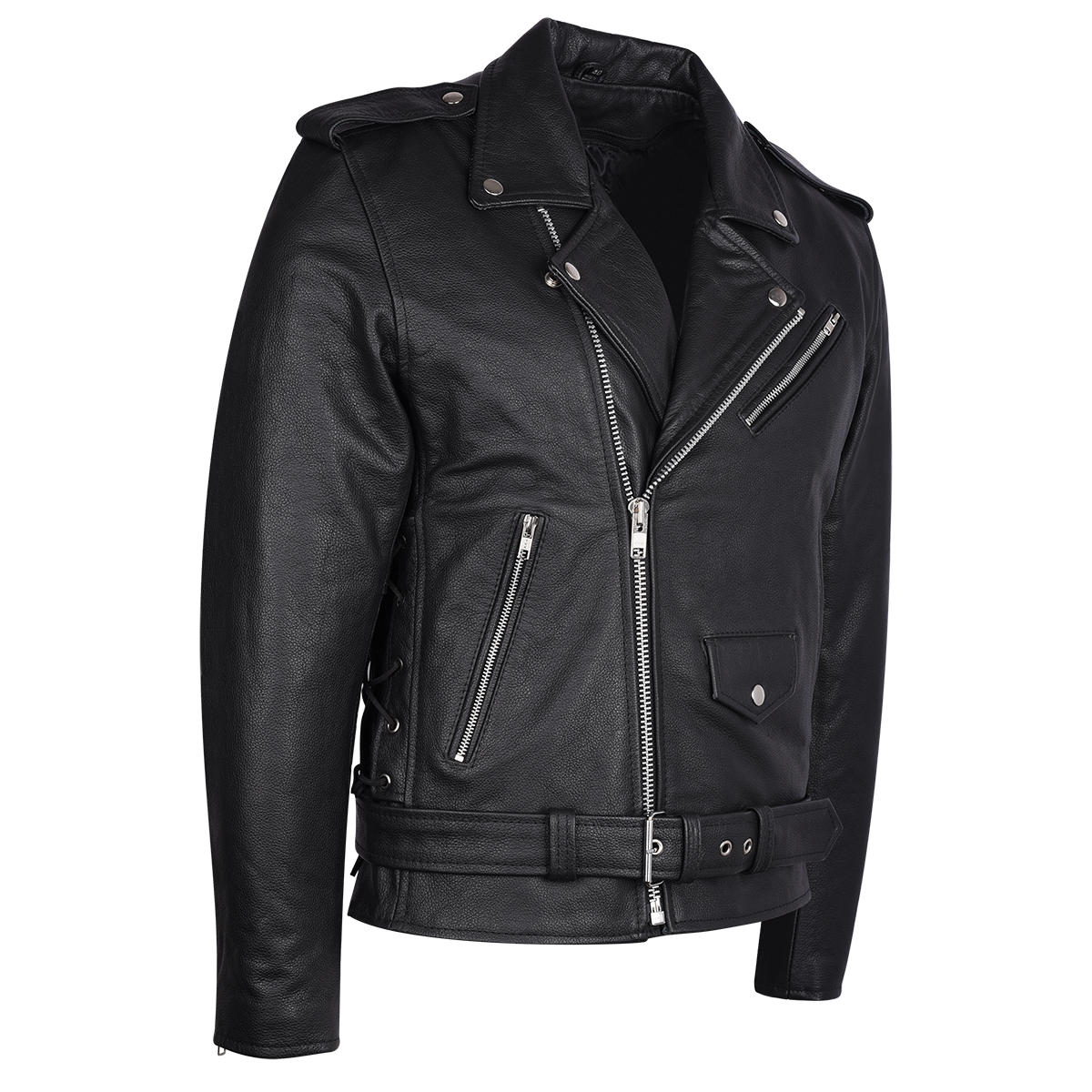 Vance Leather Men's Eagle Embossed Classic Biker Jacket
