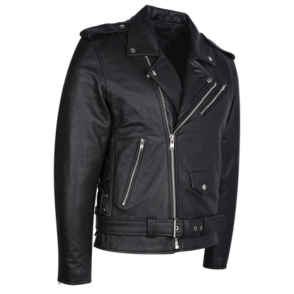 Vance Leather Men's Eagle Embossed Classic Biker Jacket