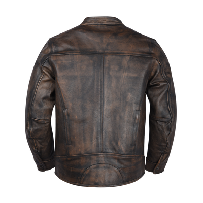 Vance Leather High Mileage Men's Distressed Brown Leather Scooter Jacket