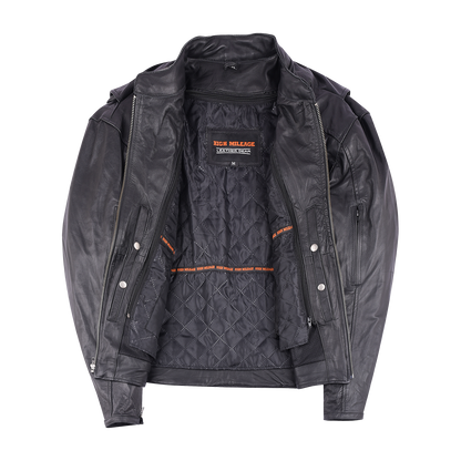 Vance Leather High Mileage Premium Men's Black Leather Jacket