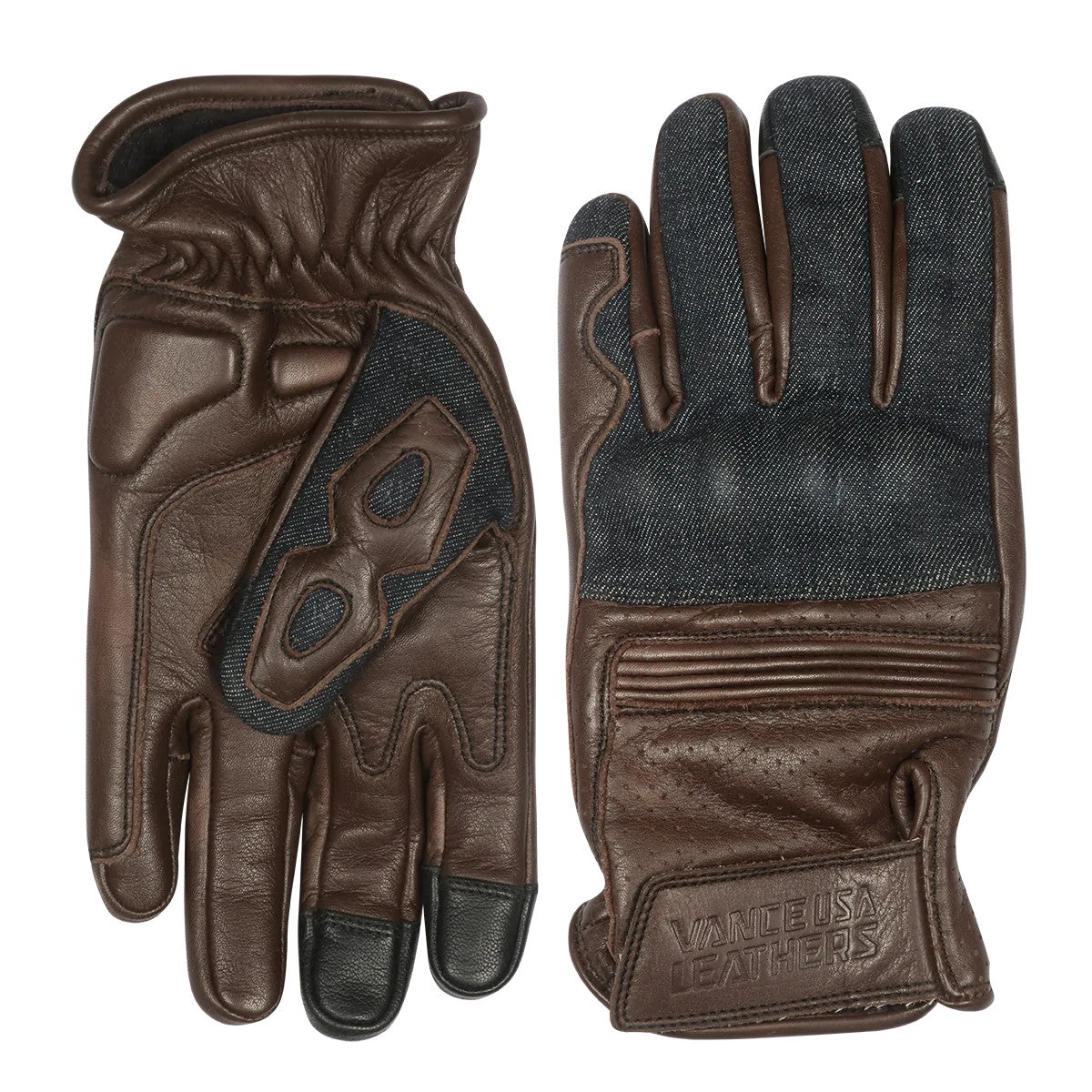 Vance Denim & Leather Gloves with Mobile Phone Touchscreen