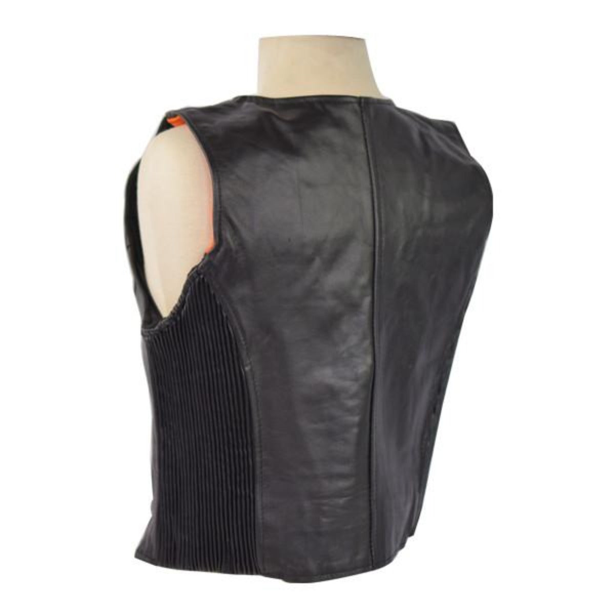 Vance Ladies Premium Leather Vest with Zipper and Elastic Sides