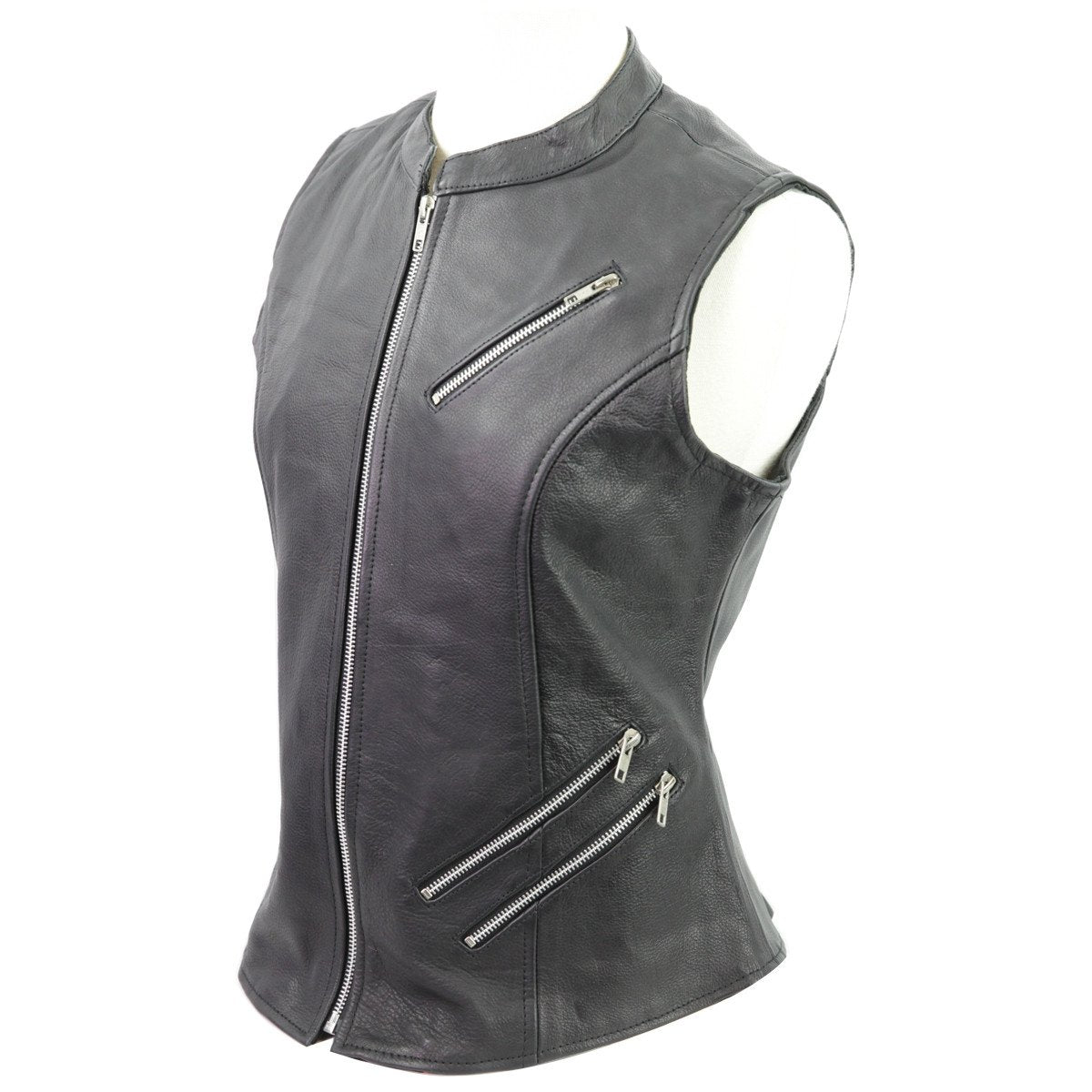 Vance Ladies Premium Naked Leather Zipper Vest