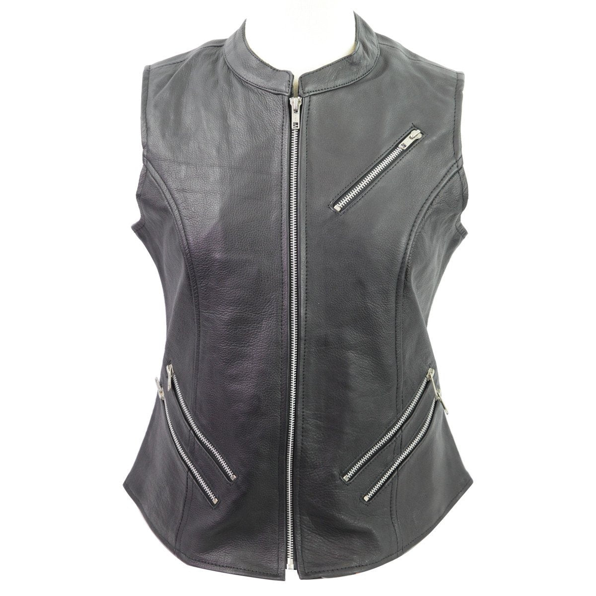 Vance Ladies Premium Naked Leather Zipper Vest