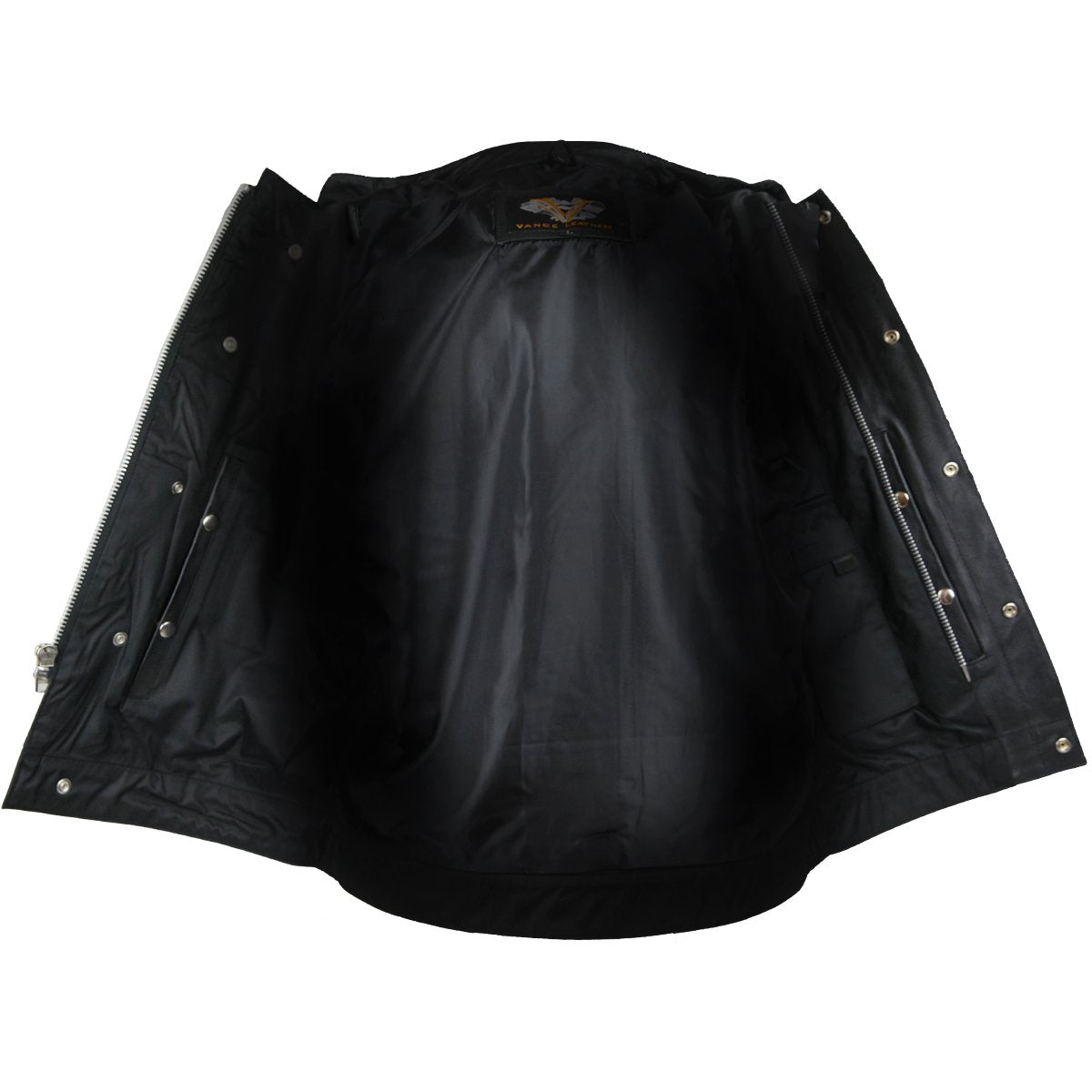Vance SOA Style Zipper and Snap Closure Leather Motorcycle Club Vest