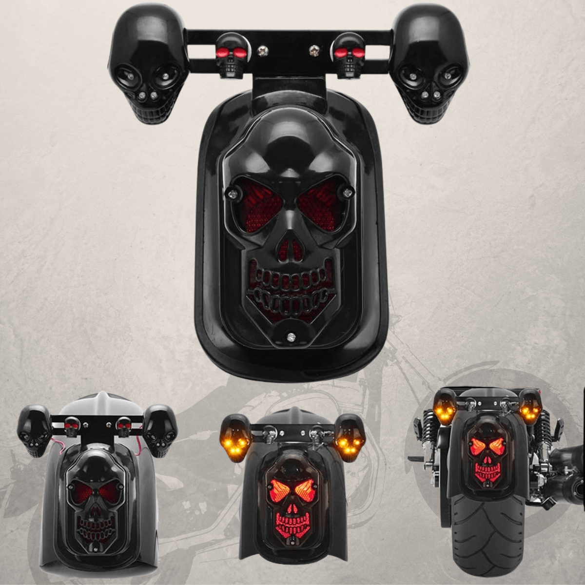 Motorcycle Skull Tail Lights with Turn Signals