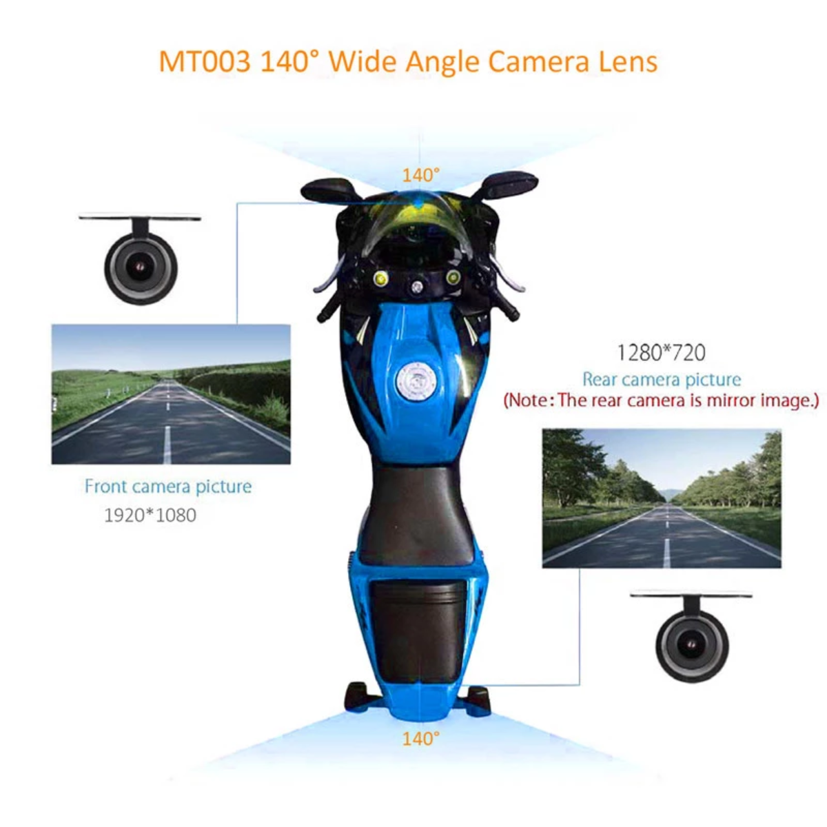 An image of a Water-resistant Motorcycle Dual Lens Dash Camera Video Recorder 4 Inch HD 1080P.