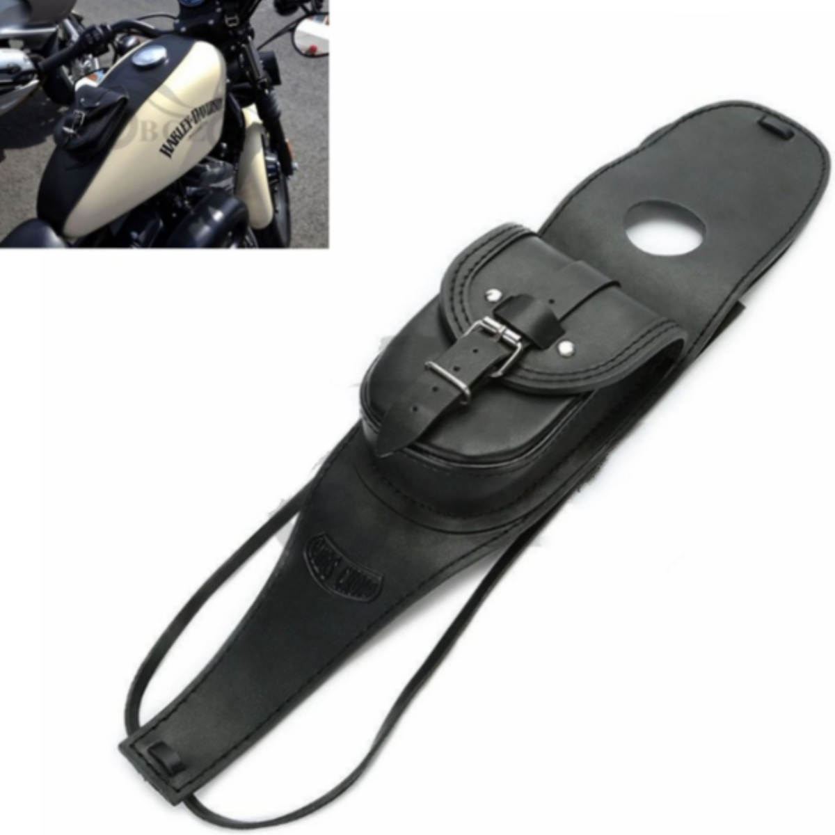 Retro Fuel Tank Bag, PU Leather, Black - American Legend Rider