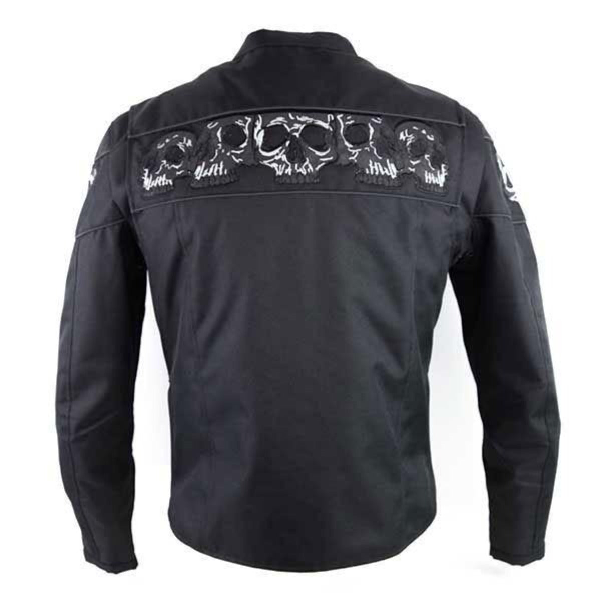 Vance Leather High Mileage Men's Textile Jacket with Embroidered Reflective Skulls