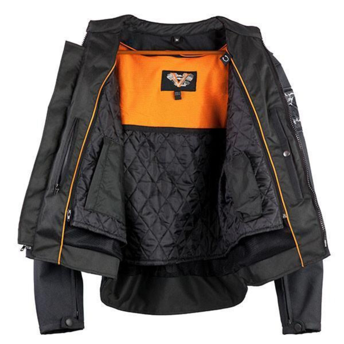 Vance Leather High Mileage Men's Textile Jacket with Embroidered Reflective Skulls