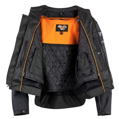 Vance Leather High Mileage Men's Textile Jacket with Embroidered Reflective Skulls
