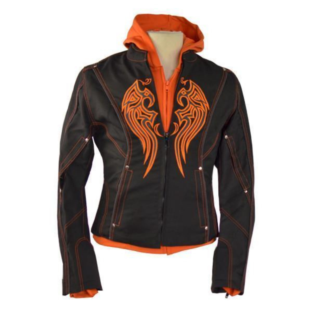 Vance Leather Ladies Textile Jacket Embroidery with Removable Hoodie