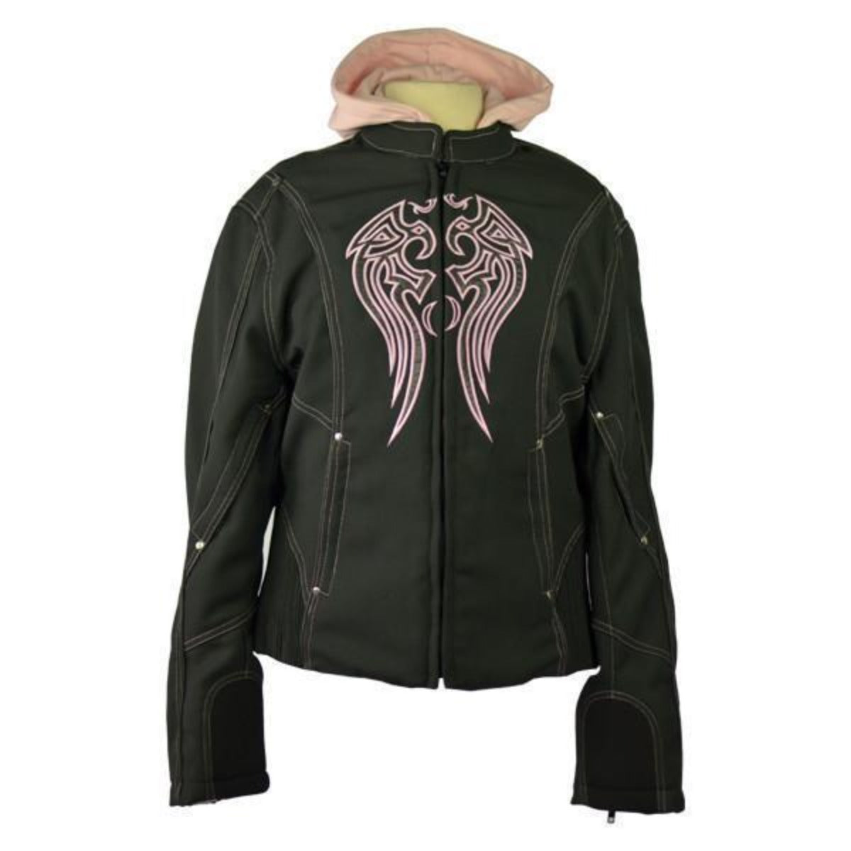 Vance Leather Ladies Textile Jacket Embroidery with Removable Hoodie