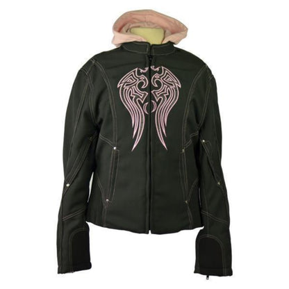 Vance Leather Ladies Textile Jacket Embroidery with Removable Hoodie