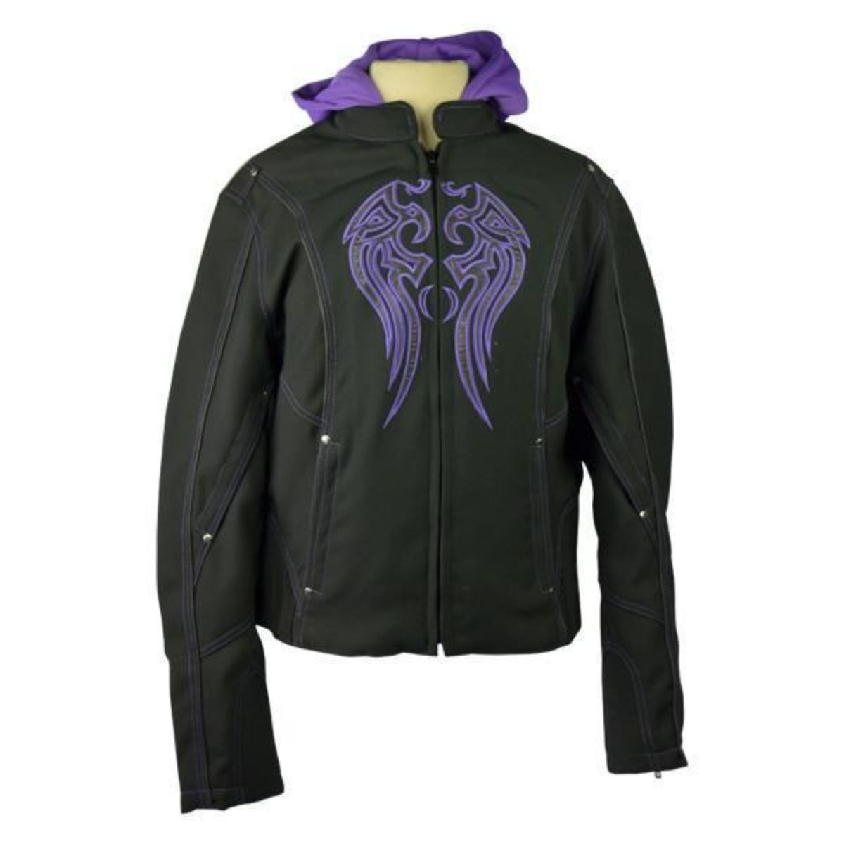 Vance Leather Ladies Textile Jacket Embroidery with Removable Hoodie