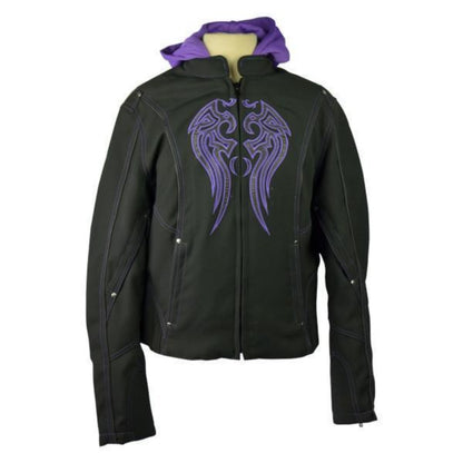 Vance Leather Ladies Textile Jacket Embroidery with Removable Hoodie