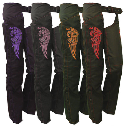 Vance Leather Women's Textile Chaps with Embroidery
