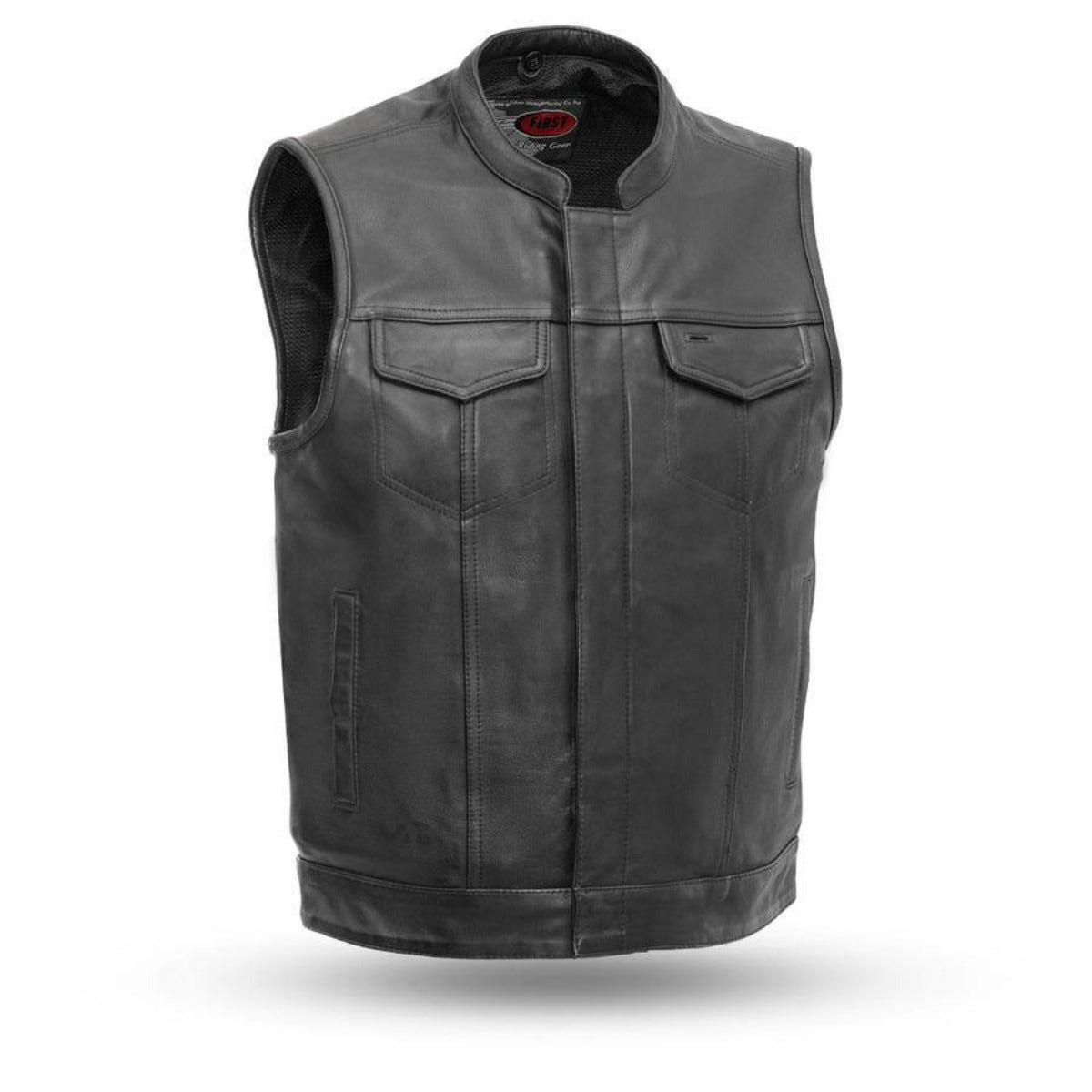 First Manufacturing Sharp Shooter Motorcycle Leather Vest, Black - American Legend Rider