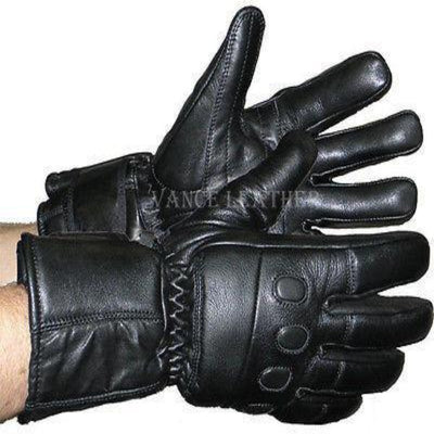 A pair of Vance Leather Insulated Gloves with Padded Knuckles, perfect for winter riding, on a white background.