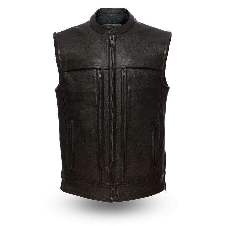 First Manufacturing Rampage Motorcycle Leather Vest, Black - American Legend Rider
