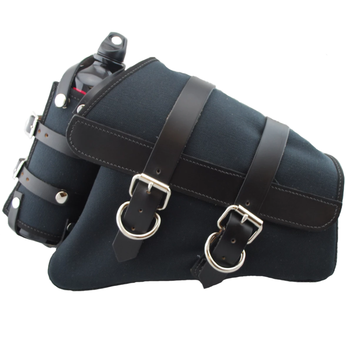 La Rosa Swing Arm with Fuel Bottle Canvas Saddle Bag - American Legend Rider