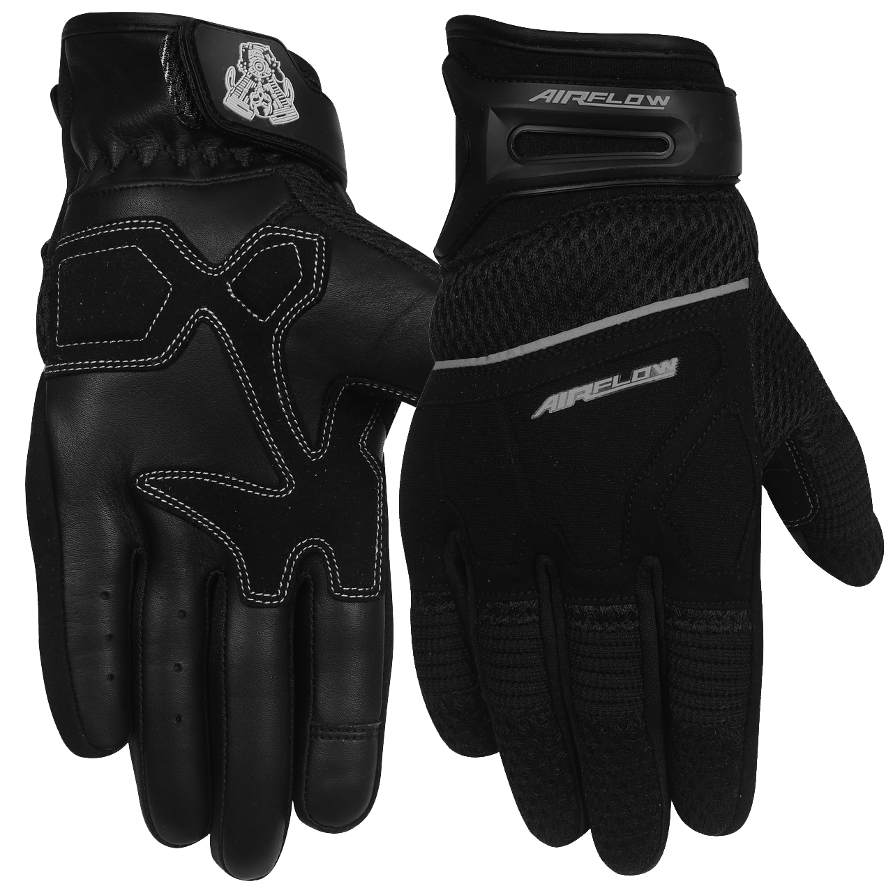 Vance Leather Airflow II Mesh/Textile Motorcycle Gloves, Black
