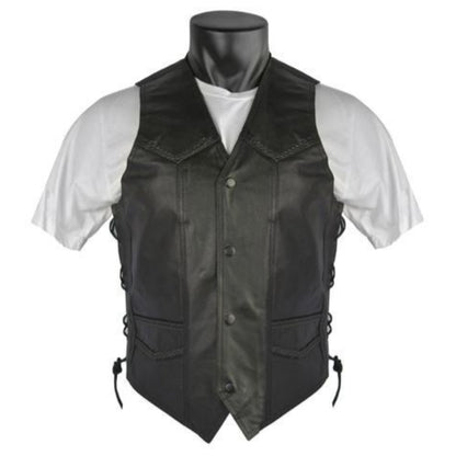 Vance Men's Premium Leather Braided Vest