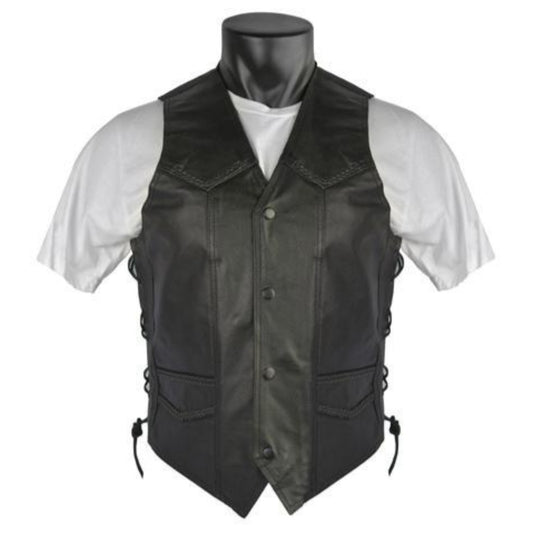 Vance Men's Premium Leather Braided Vest