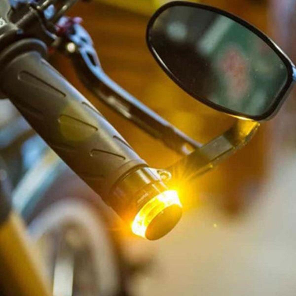 Universal Motorcycle Turn Signal LED Light End Handlebar - 2pcs, ABS, 12V, Black Body - American Legend Rider