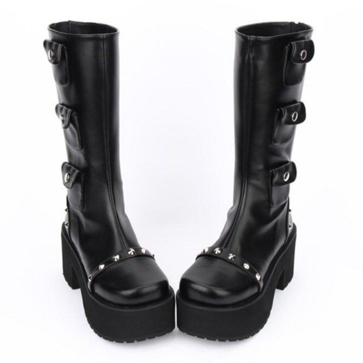 Women's Thick Platform with Rivets Boots - American Legend Rider