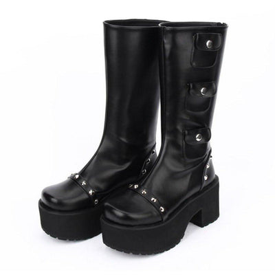 Women's Thick Platform with Rivets Boots - American Legend Rider