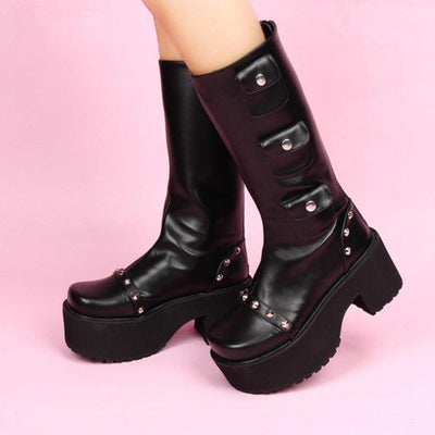 Women's Thick Platform with Rivets Boots - American Legend Rider