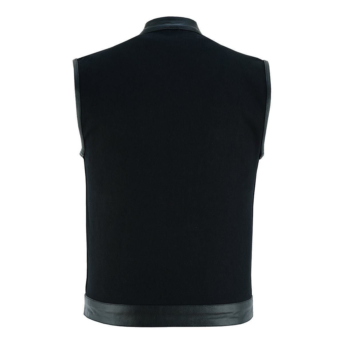 Vance Leather Black Denim Club Vest w/Leather Trims