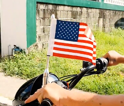 13" Universal Motorcycle Flagpole Mount & USA Flag - American Legend Rider