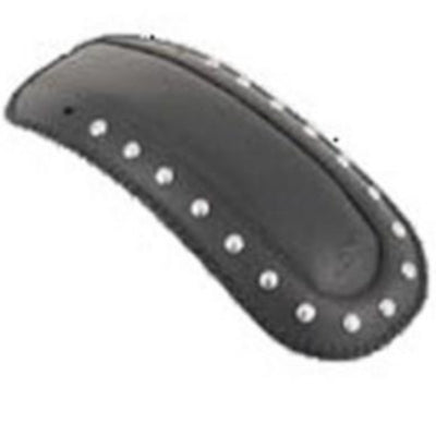 A black Mustang Fender Bib for the Harley-Davidson FL Touring '97-'20, featuring a curved and elongated design with rounded ends and small, evenly spaced circular holes lining the edges.