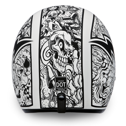 Daytona D.O.T. Cruiser w/Graffiti Motorcycle Open Face Helmet, Unisex, XS-2XL, Black/White - American Legend Rider