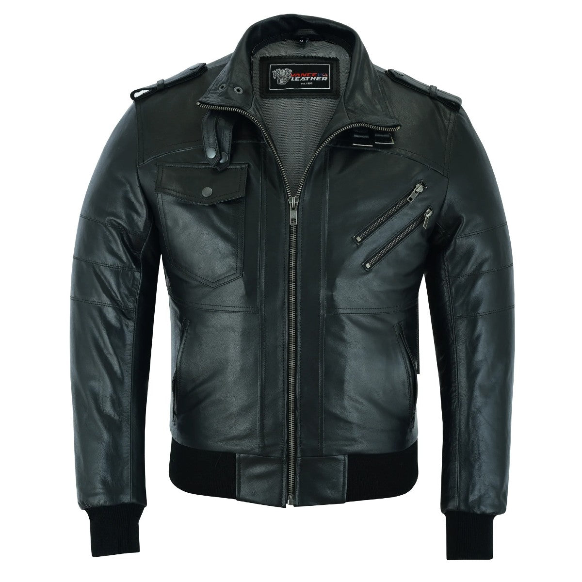 Vance Bomber Cowhide Leather Jacket with Removeable Hood