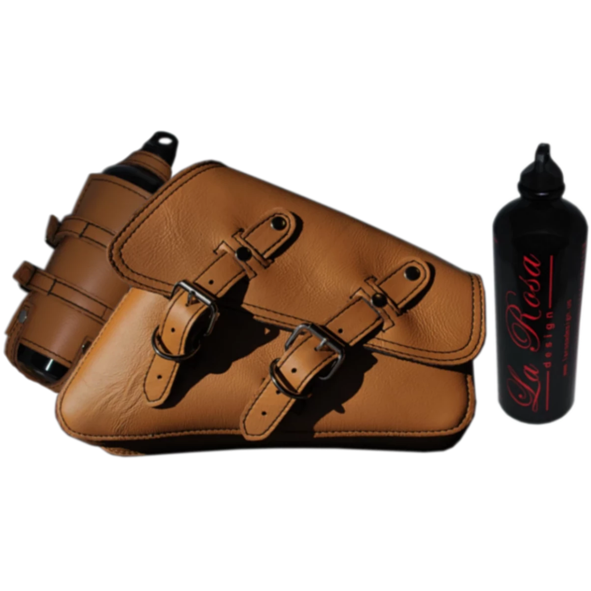 La Rosa Harley-Davidson sportster swingarm bag with Spare Fuel Bottle - American Legend Rider