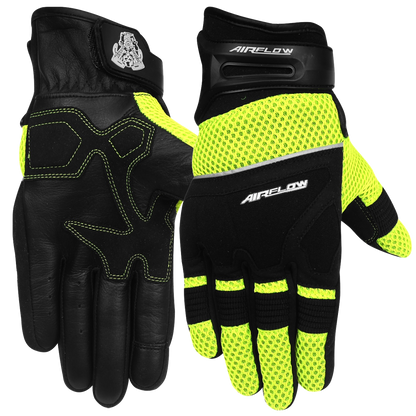 Vance Leather Airflow II Mesh/Textile Motorcycle Gloves, Hi-Vis