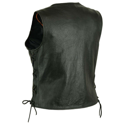 Daniel Smart Single Back Panel Concealed Carry Black Leather Vest - American Legend Rider