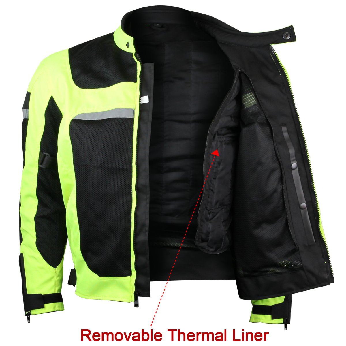 Vance Leather Advanced 3-Season Hi-Vis Mesh/Textile CE Armor Motorcycle Jacket