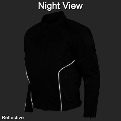 Vance Leather Men's Black Mesh Motorcycle Jacket with CE Armor