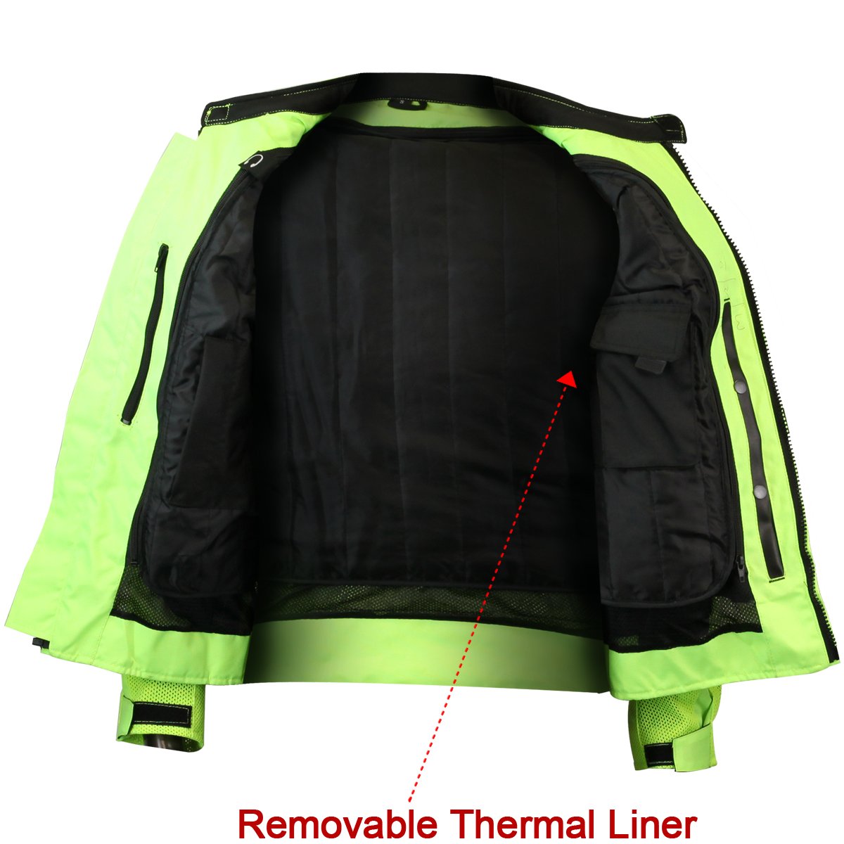 Vance Leather High Visibility Mesh Motorcycle Jacket with Insulated Liner and CE Armor