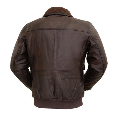 First Manufacturing Bomber - Men's Naked Buffalo Leather Jacket, Brown - American Legend Rider