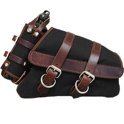 La Rosa Swing Arm with Fuel Bottle Canvas Saddle Bag - American Legend Rider