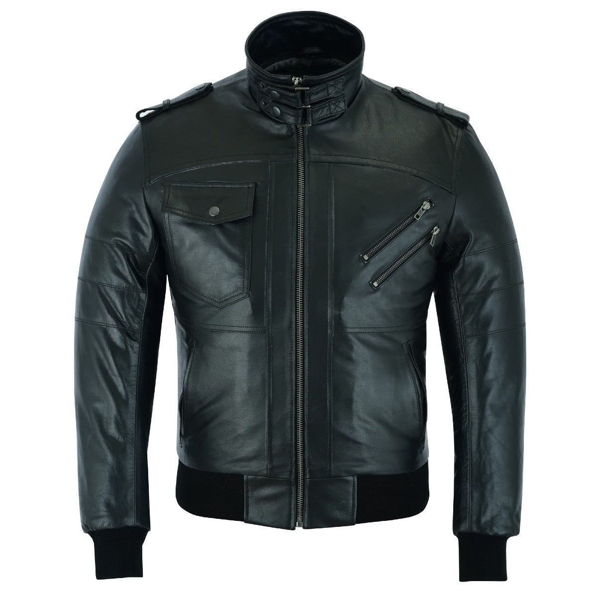 Vance Bomber Cowhide Leather Jacket with Removeable Hood